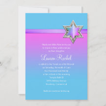 Bat mitzvah Rosa Ombre Ribbon och Star