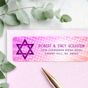 Bat Mitzvah Rosa Orange Gradient Retro Kul Adress Returadress Etikett