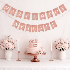 Bat Mitzvah Rosa Rosa Guld Mazel Tov 7 Bokstäver N Vimplar