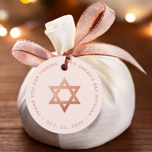 Bat Mitzvah Rosa Rosa Guld Stjärna av David Tack Gåvor Etiketter