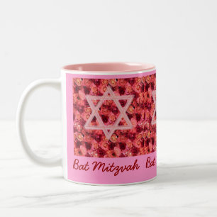 Bat mitzvah rosa stjärnamugg Två-Tonad mugg