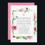Bat mitzvah Rosor för vattenfärgspopies Inbjudningar<br><div class="desc">bat mitzvah inbjudan till rosa vallmo designad för att snabbt och enkelt kunna anpassas till dina händelsespecifikationer.</div>