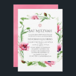 Bat mitzvah Rosor för vattenfärgspopies Inbjudningar<br><div class="desc">bat mitzvah inbjudan till rosa vallmo designad för att snabbt och enkelt kunna anpassas till dina händelsespecifikationer.</div>