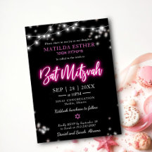 Bat mitzvah Shock rosa Neon Th