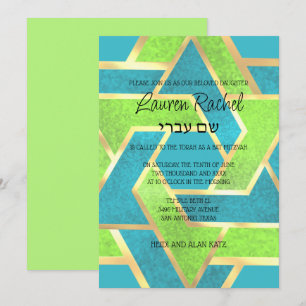 Bat mitzvah skiktade stjärnor av David Turquise Gr Inbjudningar