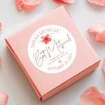 Bat mitzvah skript för Tropical Blommigt Watercolo Runt Klistermärke<br><div class="desc">Var stolt, gladd och fira den här milstolpen av din favoritBat mitzvah när du användor detta sofistikerade, personlig-klistermärke! En snyggt, en fantastisk, färgstark, tropisk plumeriablomma, ett handskrivet faux-skript i guld, stjärnan av David- och glitter-punkter, tillsammans med ro rosas moderna sans serif-typ, täcker över en vit bakgrund. Anpassa anpassningsbarna till namn...</div>
