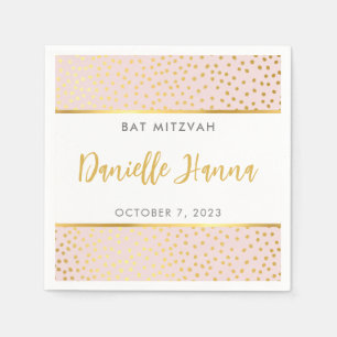 Bat mitzvah söt  rosa guld polka dots pappersservett