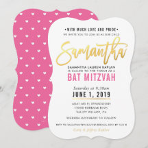 BAT MITZVAH söt rosa guld-skript SAMANTHA