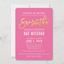 BAT MITZVAH söt rosa white guld-skript SAMANTHA