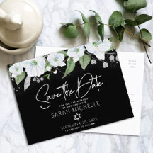 Bat Mitzvah Spara Datum Blommig Svart Silver Scrip
