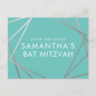 Bat mitzvah Spara datum för turkos Robin Egg Blue Meddelande Vykort