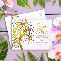 Bat mitzvah Spara datum Guld Lila Livets träd