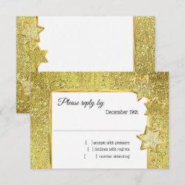 Bat mitzvah Stars Guld Glitter OSA Inbjudningar