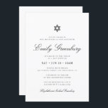 Bat mitzvah stjärna för David Minimalist Modern Inbjudningar<br><div class="desc">Design består av sans serif-typografi och lekfull kursiv skripttypografi på en enkel bakgrund. Finns här: http://www.zazzle.com/store/selectpartysupplies</div>