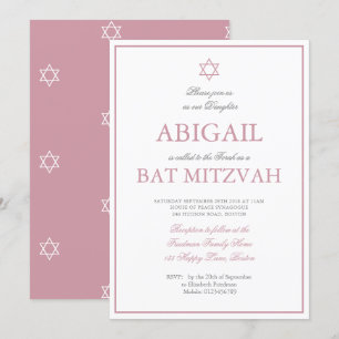 Bat mitzvah stjärnan för David Rosa Hebrew Jewish Inbjudningar