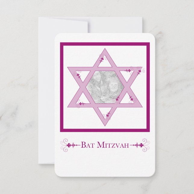 bat mitzvah (stjärnan för den eleganta fotot inbju inbjudningar (Framsida)