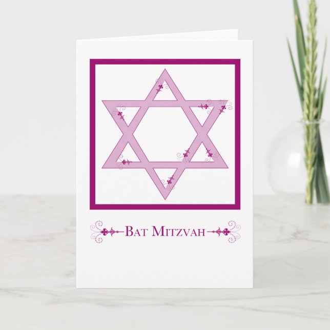 bat mitzvah (stjärnan för elegans) kort (Framsida)