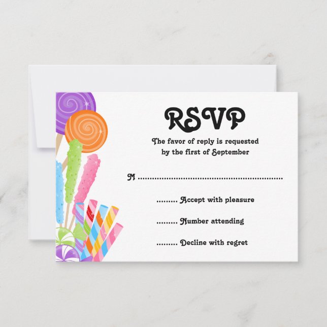 Bat mitzvah svarskort för Candy Theme OSA Kort (Framsida)