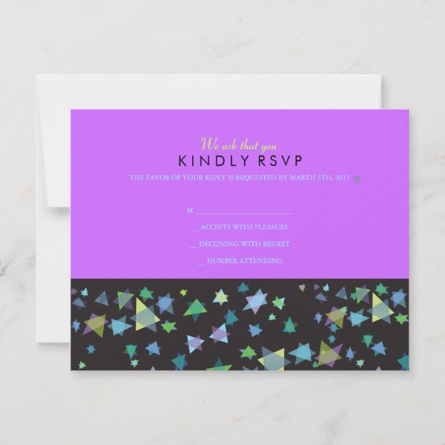 Bat mitzvah svarskort för färgad STARS Pub OSA Kort (Framsida)