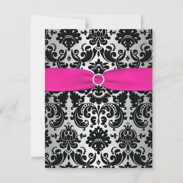 Bat mitzvah svarskort för rosa, Silver, Svartskorg OSA Kort (Framsida)
