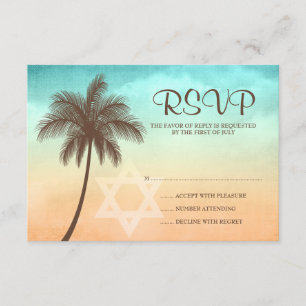 Bat mitzvah svarskort för Tropical Beach Handflata OSA Kort