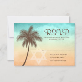 Bat mitzvah svarskort för Tropical Beach Handflata OSA Kort