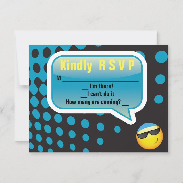 Bat mitzvah svarskort lycklig EMOJI Pub blått OSA Kort (Framsida)
