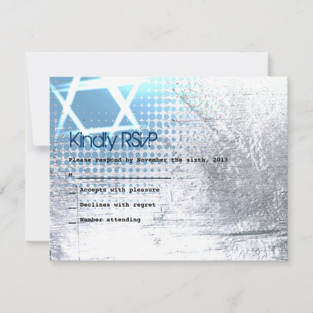 Bat mitzvah svarskort SILVER STAR Pub OSA Kort (Framsida)