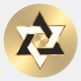 Bat mitzvah svarta vita stjärnan av David på Guld Runt Klistermärke