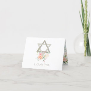 BAT MITZVAH TACK Blommar för vattenfärg i Vår Kort