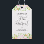 Bat mitzvah Tack för Blommigt av vattenfärg Presentetikett<br><div class="desc">En Bat mitzvah elegant och feminin blommigt tack för att du har märkre med vattenfärgade pastellblommor och vismiskt skript. Den här inbjudan är perfektens accent för favoritpåsar.</div>