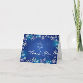 Bat mitzvah Tack för Bright Snöflake Blue Winter Kort