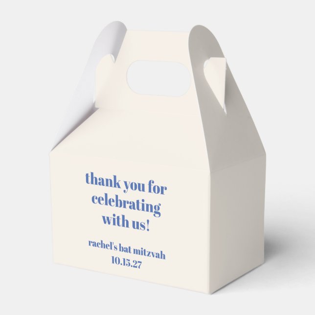 Bat mitzvah Tack för Fet Ivory Blue Anpassningsbar Presentaskar (Framsidan Sidan)