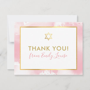 BAT MITZVAH tack för guld stjärnornas rosa Kort