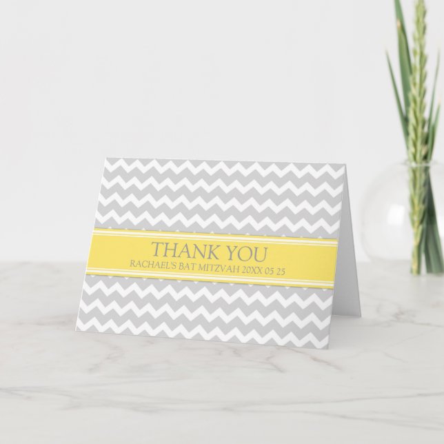 Bat mitzvah tack för Lemon Grått Chevron (Framsida)