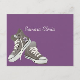 Bat mitzvah Tack för lila Star Fade Sneakers Kort