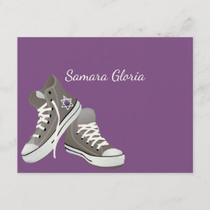 Bat mitzvah Tack för lila Star Fade Sneakers Kort