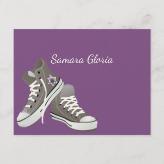 Bat mitzvah Tack för lila Star Fade Sneakers Kort
