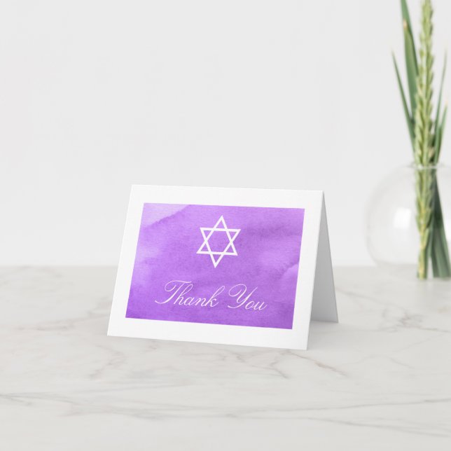 Bat mitzvah Tack för lila vattenfärg (Framsida)
