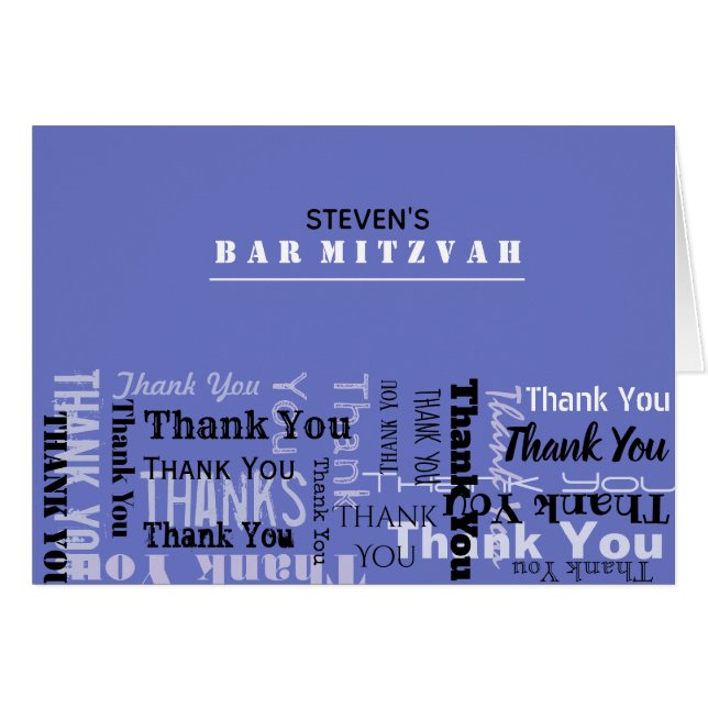 BAT MITZVAH tackkort för ditt namn Pub OBS Kort (Framsidan Horizontal)
