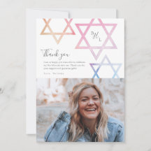 Bat mitzvah tackkort för ombré-foto med vattenfärg