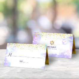 Bat mitzvah Trendiget Guld punkter på Lila Vattenf Placeringskort