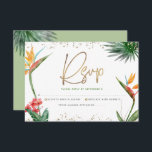 Bat mitzvah Tropical Guld Script Blommigt Watercol OSA Kort<br><div class="desc">Var stolt, gladd och fira den här milstolpen av din favorit Bat mitzvah med det här sofistikerade, personlig OSA-inmatningskortet för ditt evenemang! Snyggt, bedövande, färgstarka, tropiska vattenfärgfåglar av paradisblommor, handskrivet faux guld-skript, stjärnor av David- och glitter-punkter, tillsammans med grönt- och grått-modern sans serif-typ, täcker över en vit bakgrund. Ytterligare vattenfärgsfärgade...</div>