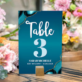 Bat mitzvah Turcos Ombre Agate-skript Modern Bordsnummer