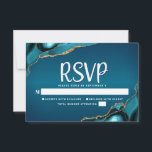 Bat mitzvah Turcos Ombre Guld Agate-skript OSA Kort<br><div class="desc">Var stolt, gladd och fira den här milstolpen av din favorit Bat mitzvah med den här coolan, det unika, moderna kortet för OSA av personlig för ditt evenemang! Vit manustypografi täcker över en djup turkos tealblått ombre-bakgrund med turkosblått agat accentuerat med faux guld-vener. Anpassa anpassningsbarnas text med datumet "svara senast"....</div>