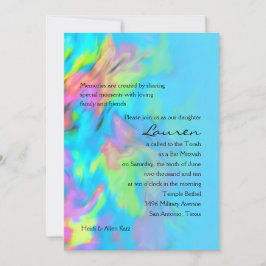 Bat mitzvah turkos Blue Lime Rosa Tie Dye Inbjudningar