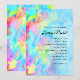 Bat mitzvah turkos Blue Lime Rosa Tie Dye Inbjudningar