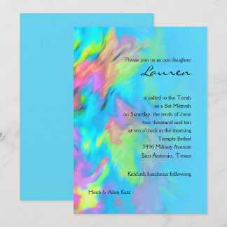Bat mitzvah turkos Blue Lime Rosa Tie Dye Inbjudningar