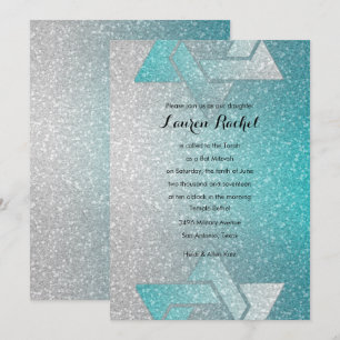 Bat mitzvah turkos för glittery Gradient Inbjudningar