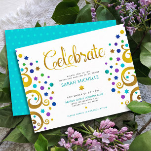Bat mitzvah turkos Gold Foil Livets träd Bold Tilläggskort